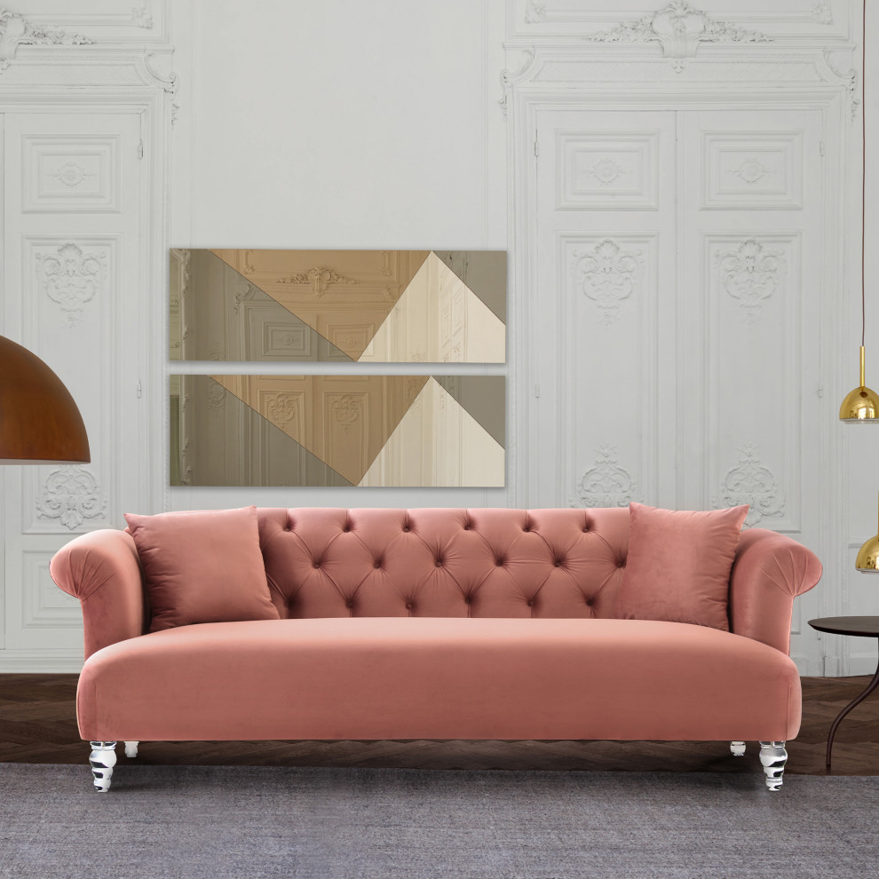 Elegance Contemporary Sofa  Velvet With Acrylic Legs   Eclectic   Sofas   by Armen Living  Houzz