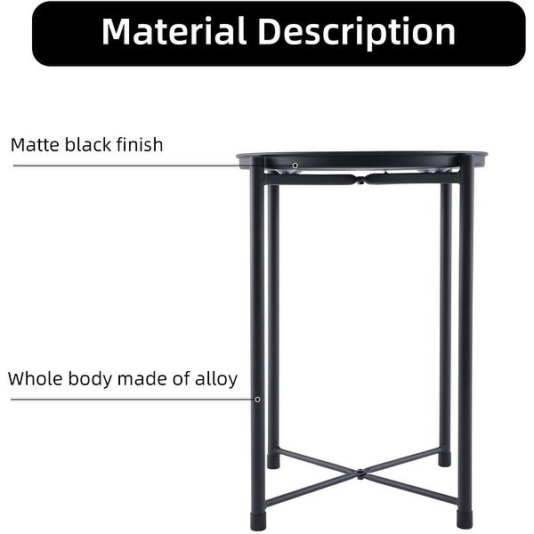 Round， Small， Removable top， Anti-Rust and Waterproof， 16 x 16 x 20.5 inch Metal Tray End Table