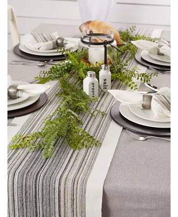 Design Imports Striped Fringed Table Runner 14 x 108