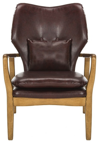 Carlie Accent Chair  Burgundy/Natural   Midcentury   Armchairs And Accent Chairs   by Rustic Home Furniture Deco  Houzz