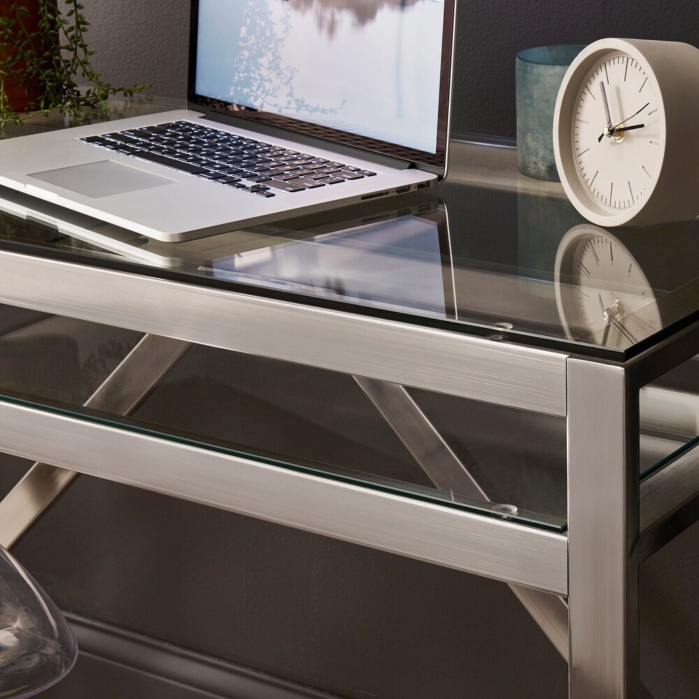 Brynn Brushed Nickel Sofa Table by iNSPIRE Q Modern   Sofa Table