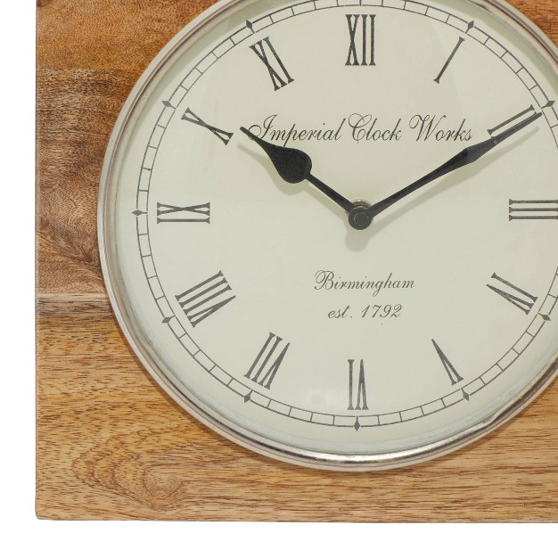 Mango Wood Clock With Silver Top Handle Brown Olivia amp May