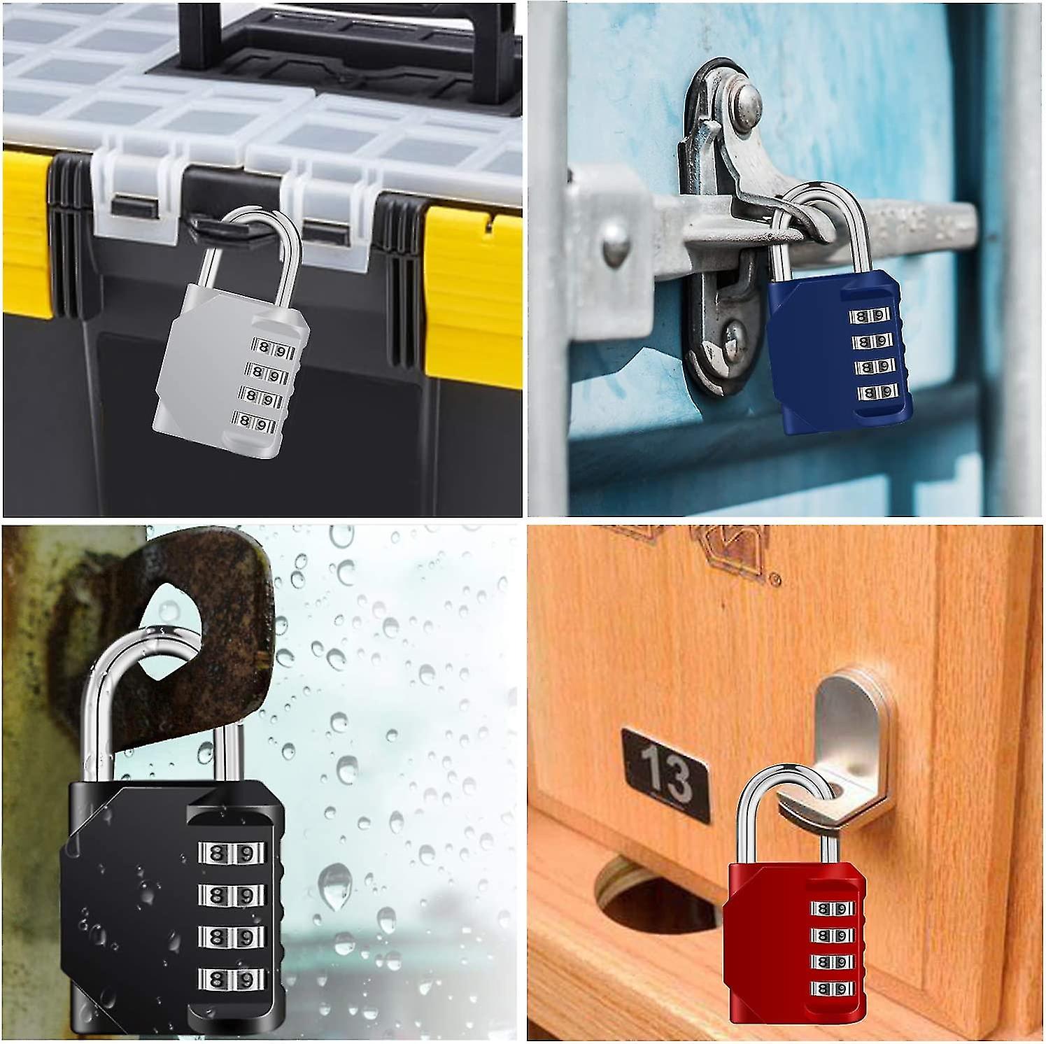 Locker Code Padlock， 4 Digit Combination Padlock For Sport， School， College Locker Room， Waterproof(2 Pcs， Black)