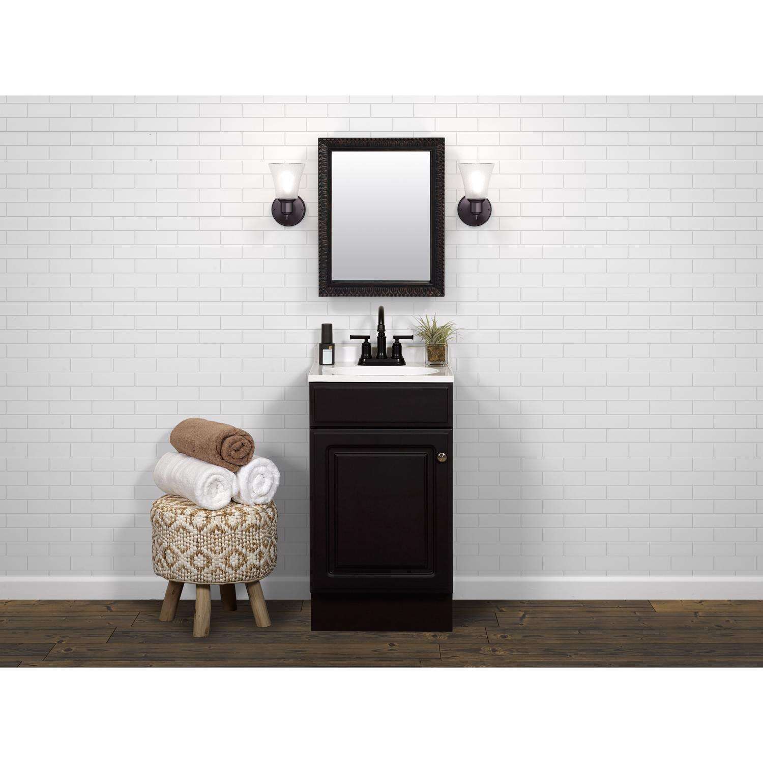 Zenna Home Single Espresso Vanity Combo 18 in. W X 16 in. D X 35 in. H