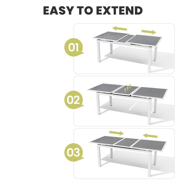 Pellebant Outdoor Aluminum Dining Table Patio Extension Table