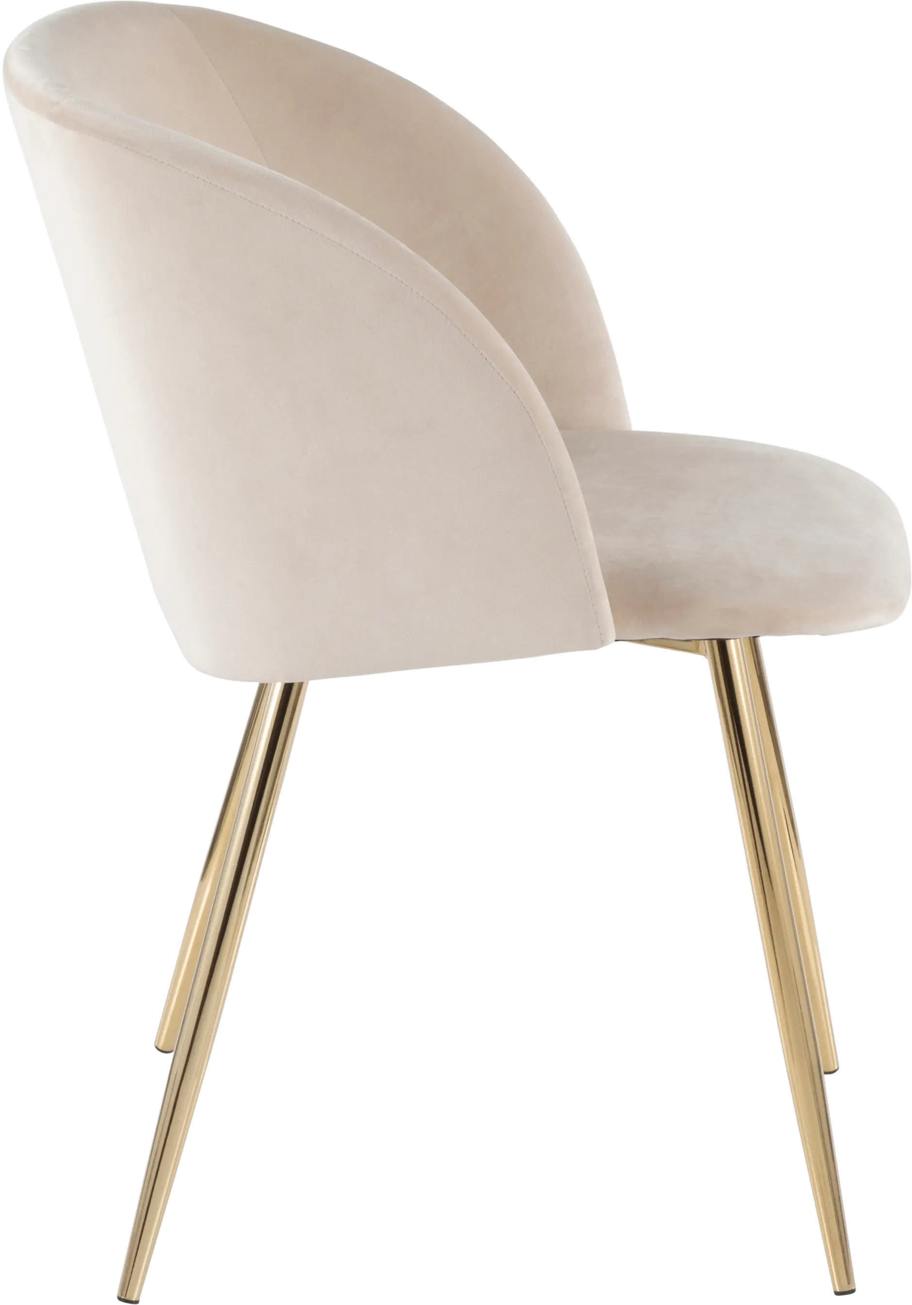 Fran Gold and Cream Velvet Glam Dining Chairs， Set of 2