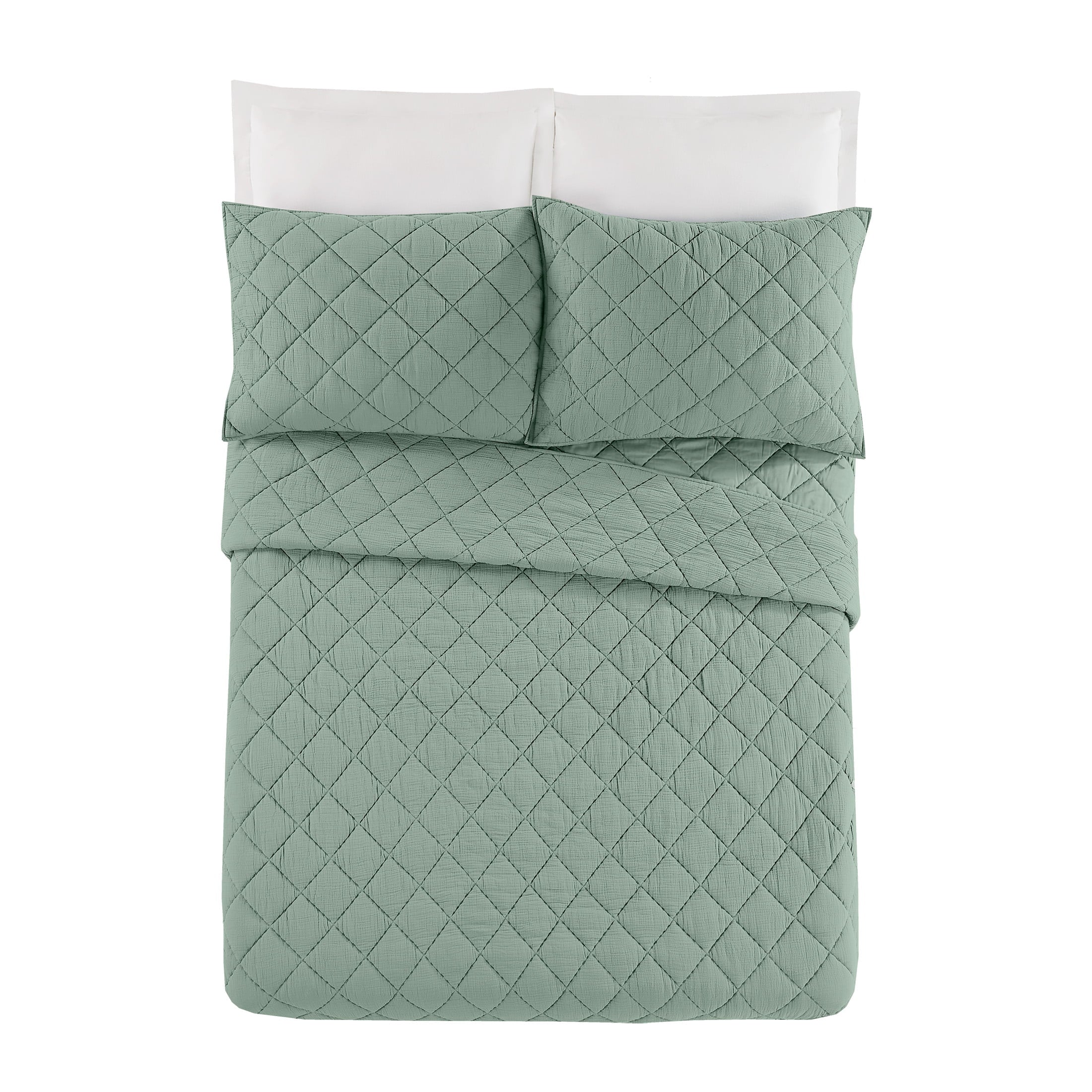 Better Homes and Gardens Sage Diamond Gauze Quilt， King