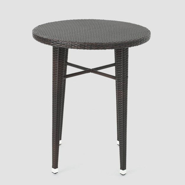 Dominica Round Wicker Bar Table Brown Christopher Knight Home