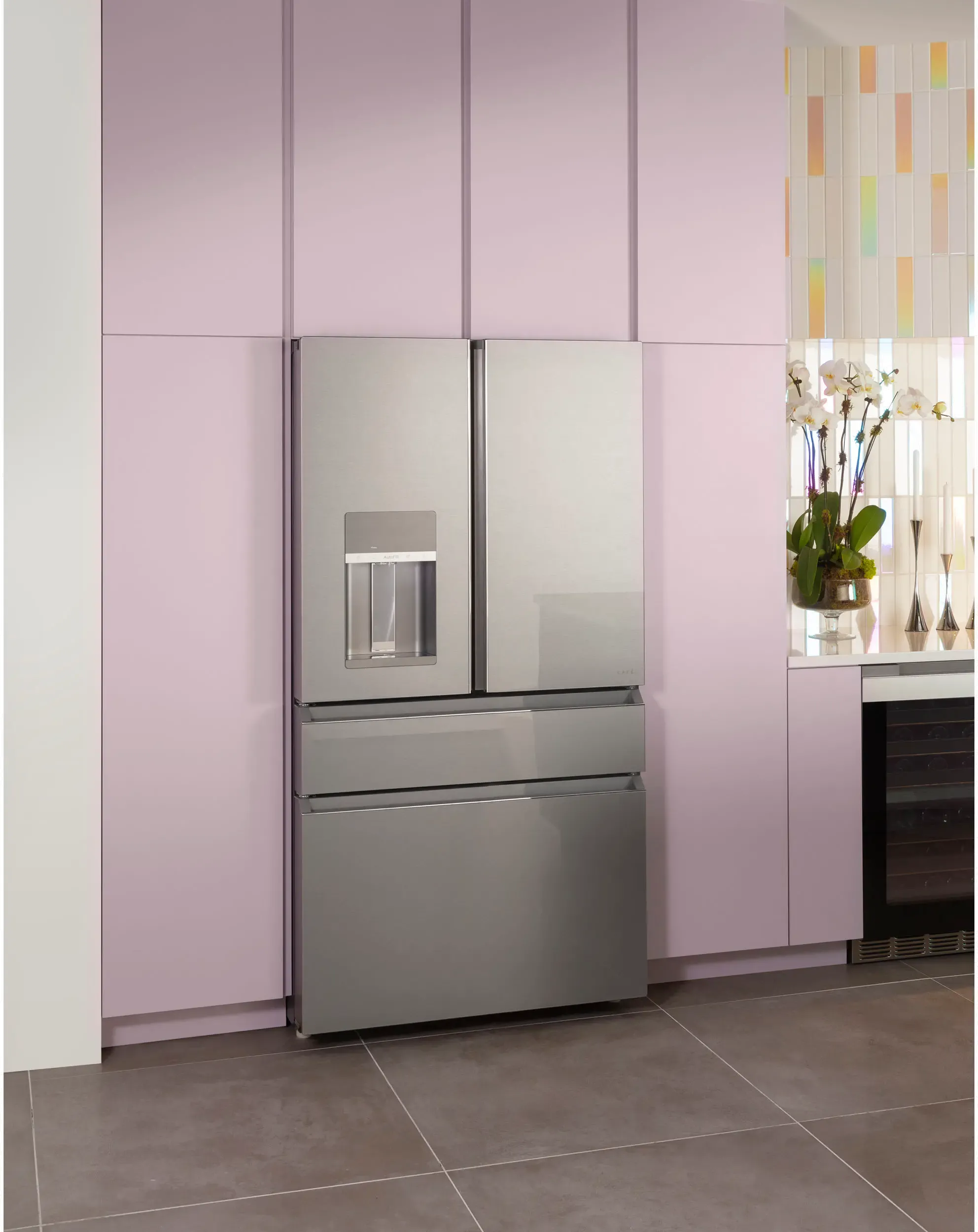 Cafe 22.3 Cu Ft French Door Refrigerator - Counter Depth Platinum Glass