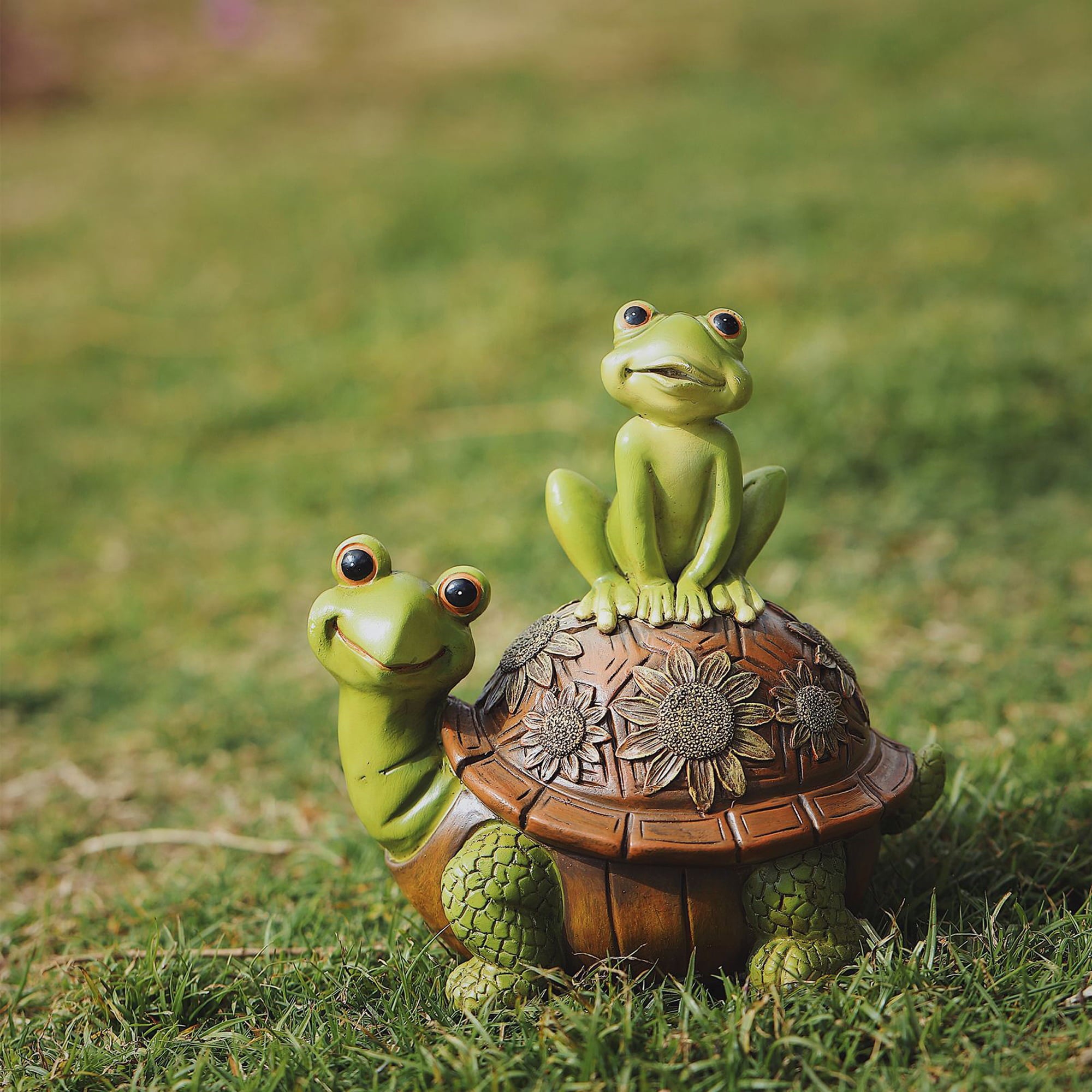 Resin Garden Statue Outdoor Frog Turtle Sculpture Figurine for Yard