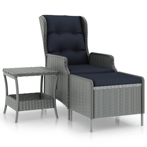 2 Piece Patio Lounge Set with Cushions Poly Rattan Light Gray - Overstock - 36226364