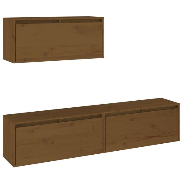 vidaXL TV Cabinets 3 pcs Honey Brown Solid Wood Pine - 31.5