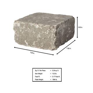 Pavestone RumbleStone Medium 3.5 in. x 7 in. x 7 in. Greystone Concrete Garden Wall Block (144 Pcs.  24.5 sq. ft.  Pallet) 91734