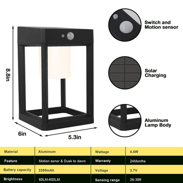 Solar Outdoor Light Dusk to Dawn Wall Lantern LED Solar IP44 Motion Sensor 2216 - Black Shopping - The Best Deals on Outdoor Wall Lanterns | 41428669