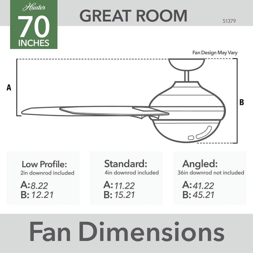 Hunter Phenomenon 70 in Indoor Matte Black Smart Ceiling Fan with Remote and Light Kit