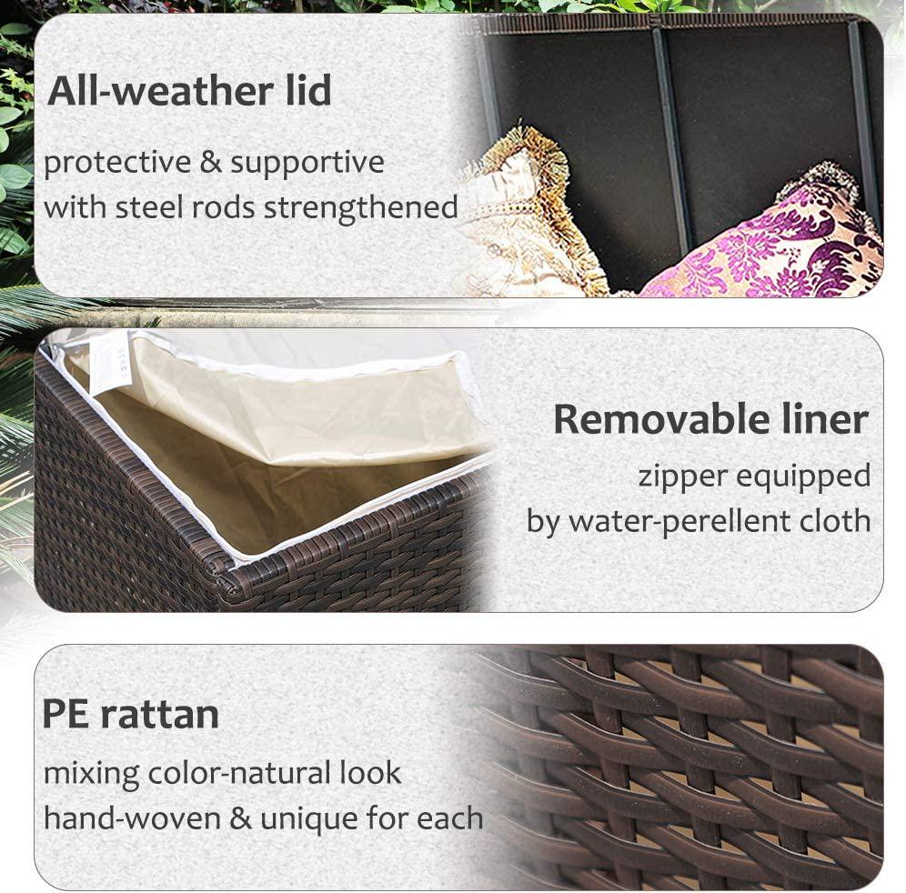 Super Patio Outdoor Patio Storage Box Waterproof, 120 Gallon Large Deck Box Wicker Storage Bin for Cushions, Garden Tools