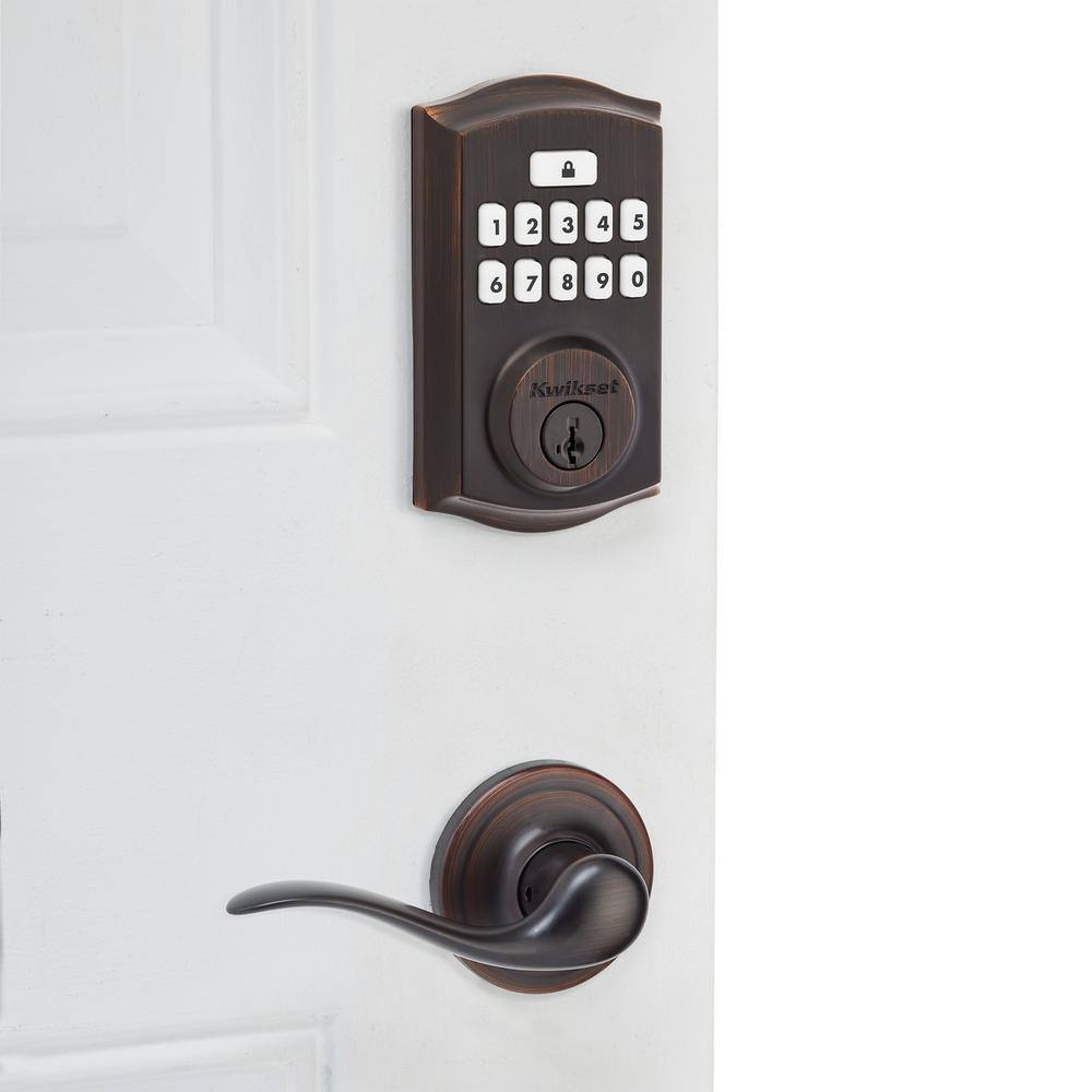 Kwikset SmartCode 260 Traditional Venetian Bronze Keypad Electronic Deadbolt Feat SmartKey wTustin HallCloset Lever Combo Pack 9260TRL720TN11P