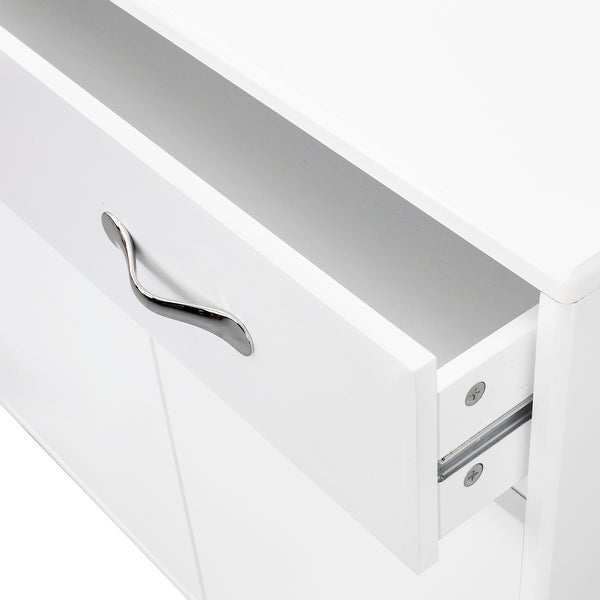 TiramisuBest Two door Side Table-White with storage