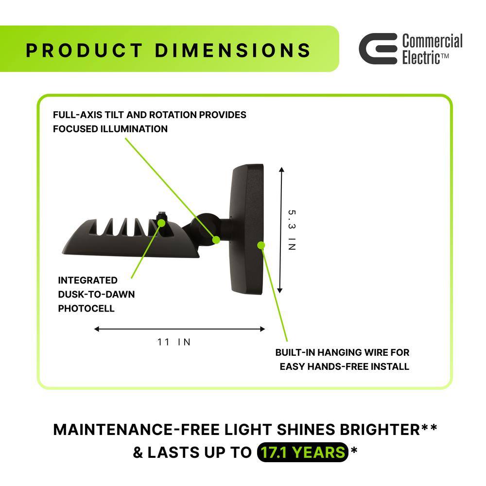 Commercial Electric 250W Equivalent Integrated LED Bronze Outdoor WallFlood Light 8000 Lumens FSNX80-PC-4K-BZ