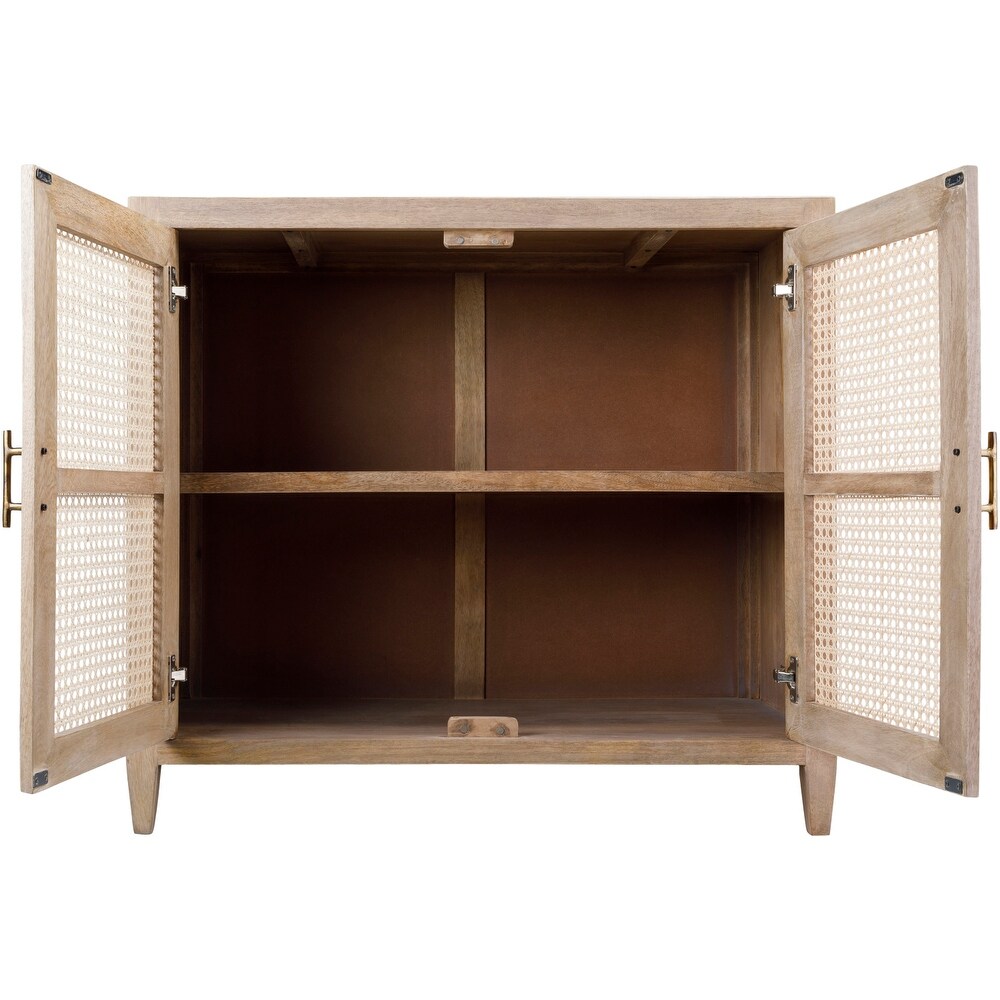 Mile Wood and Rattan Storage Cabinet