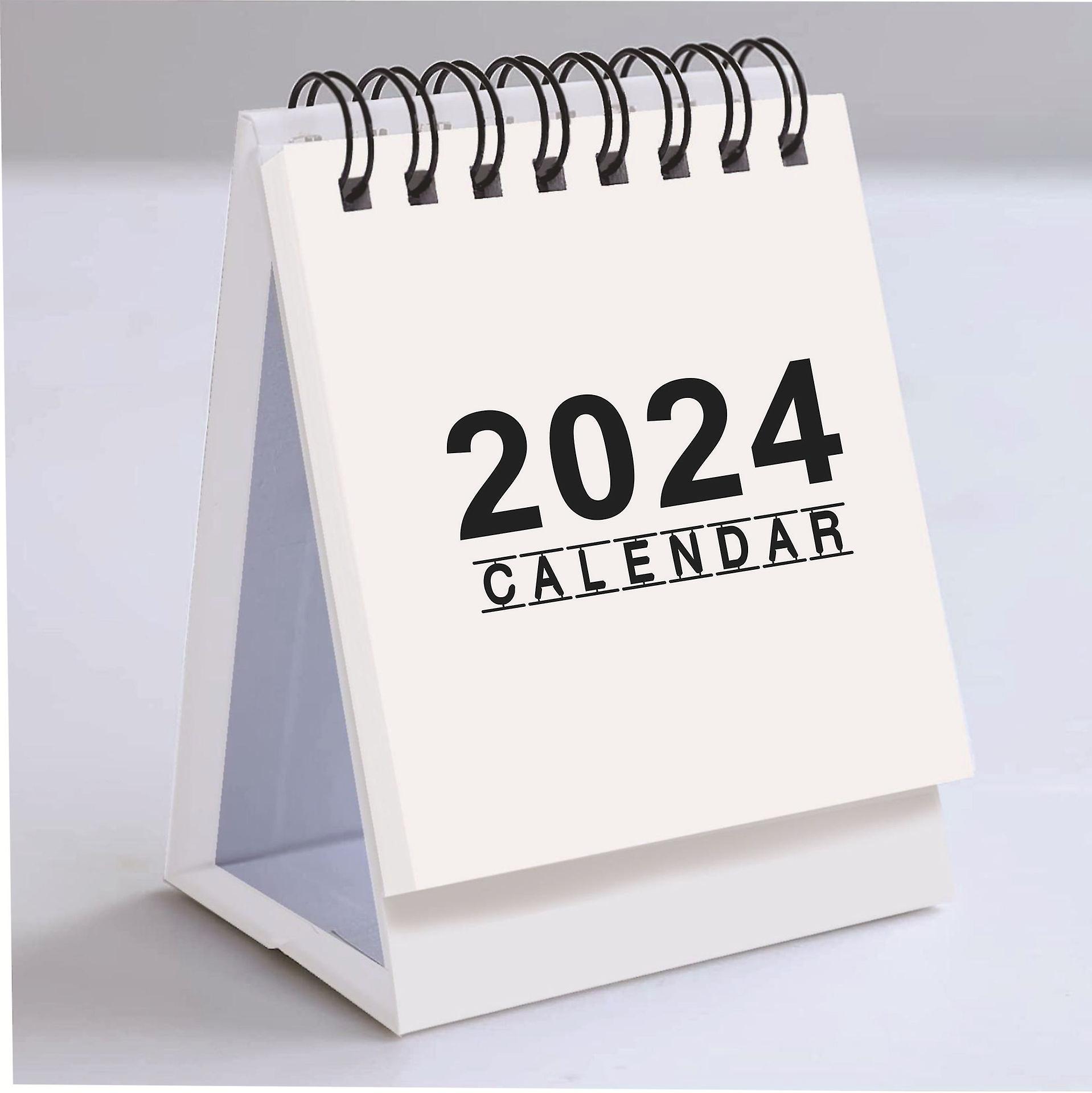 In 2024， Simple And Creative English Mini Desk Calendar Office Desktop Ornaments Portable Calendar-white