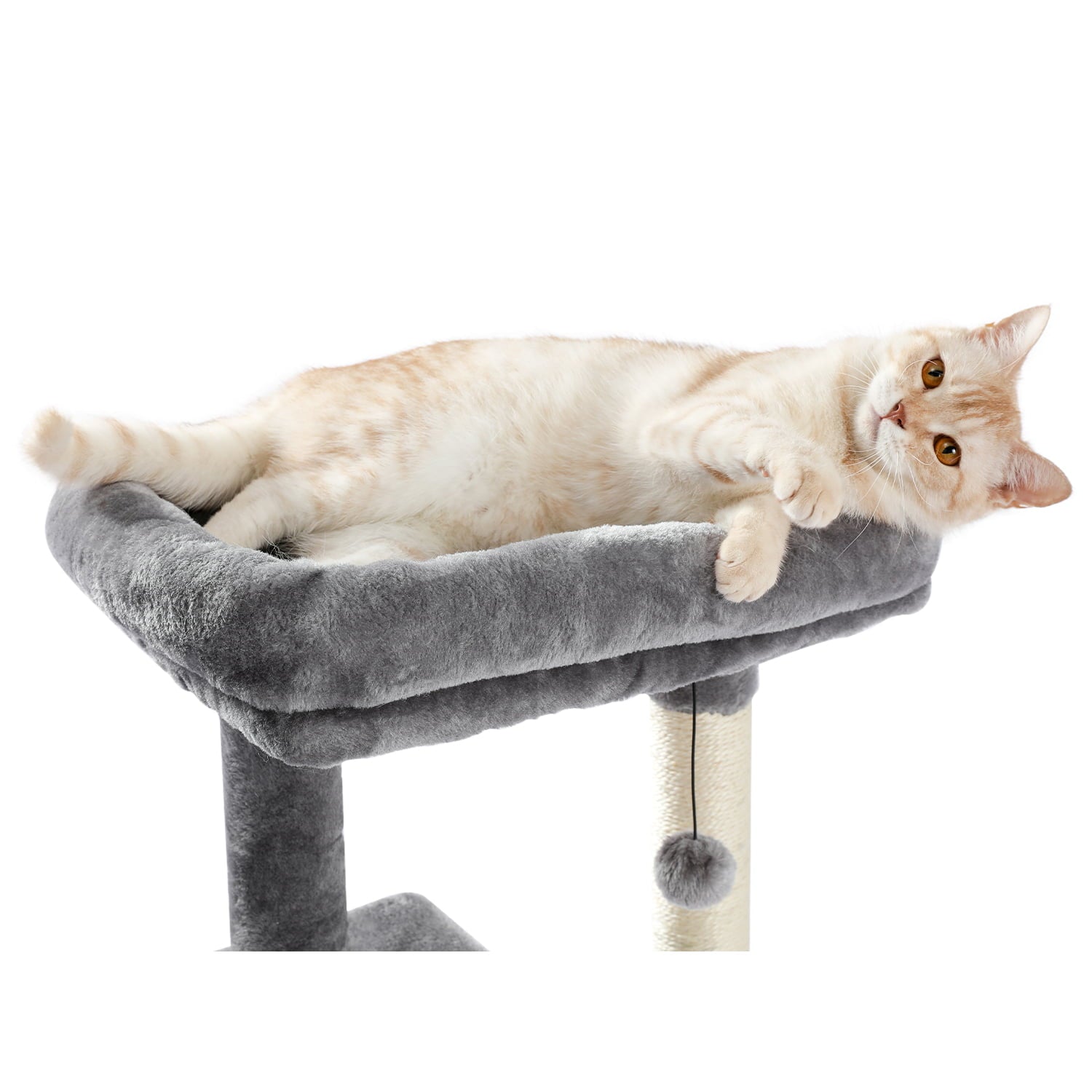 Cat Tree for Indoor Cats， 42 Inches Multi-Level Cat Tower with Sisal Covered Scratching Posts， Spacious Condo， Cozy Hammock and Plush Top Perch