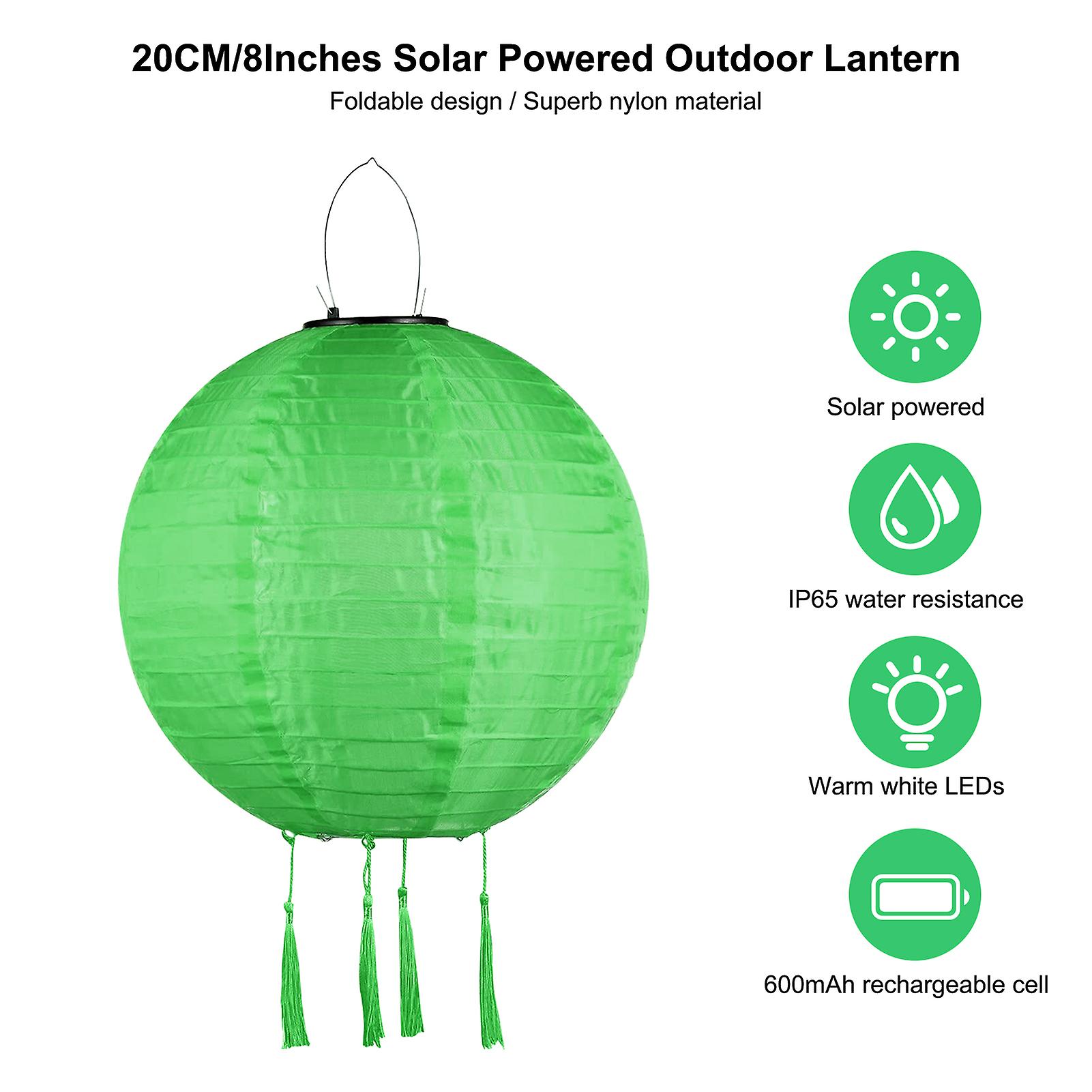 Solar Operated Leds Outdoor Lantern H Anging Light Decorative Lantern 200mm/ 8inches Ip65 Water Resistance Built-in 600mah Rechargeable Cell For Garde