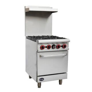 SABA 24 in. 2.9 cu. ft. Commercial 4 Burner Gas Range with Oven in Stainless Steel GR-24