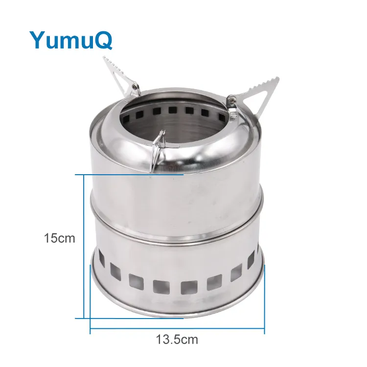 YumuQ 13.5cm Stainless Steel Mini Ultralight Portable Foldable Wood Burning Camping Stove For Outdoor Picnic Hiking