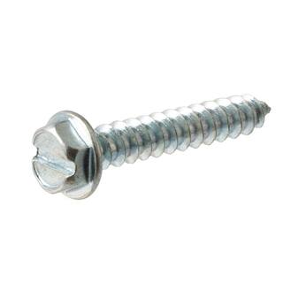 Everbilt #10 x 1 in. Slotted Hex Head Zinc Plated Sheet Metal Screw (100-Pack) 801522