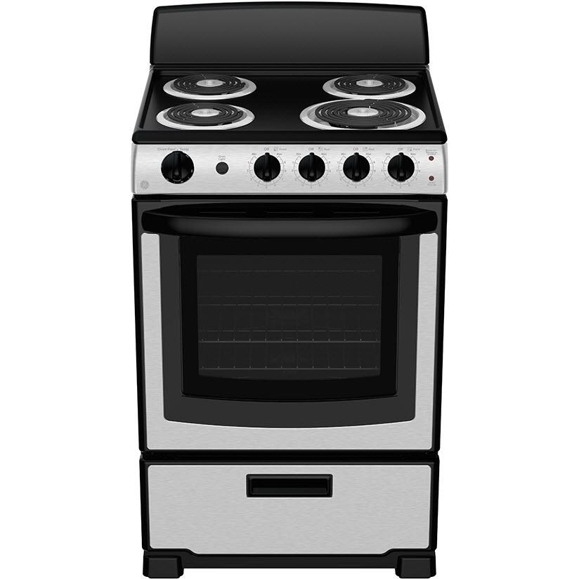 GE 24-inch Freestanding Electric Range with 4 Elements JCAS300RPSS