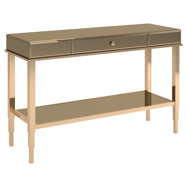 Hutton Glam Mirrored Tv Stand Entry Console Champagne Brass Inspire Q