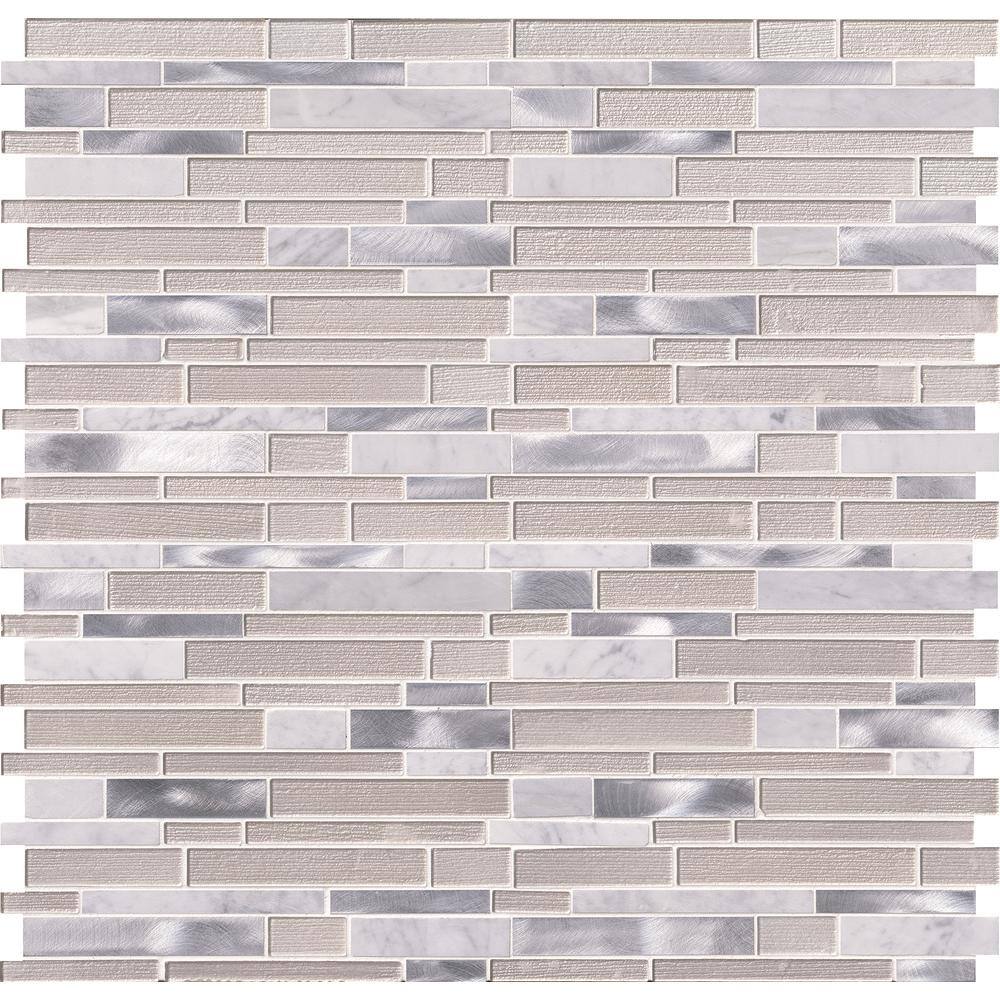 MSI White Wave Interlocking 11.75 in. x 12.5 in. Mixed Multi-Surface Metal Look Wall Tile (20 sq. ft.Case) SGLSMTIL-WHTWA