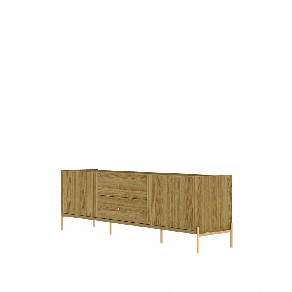 Manhattan Comfort Jasper 72.91 In. Gold Leg Media Cabinet Console