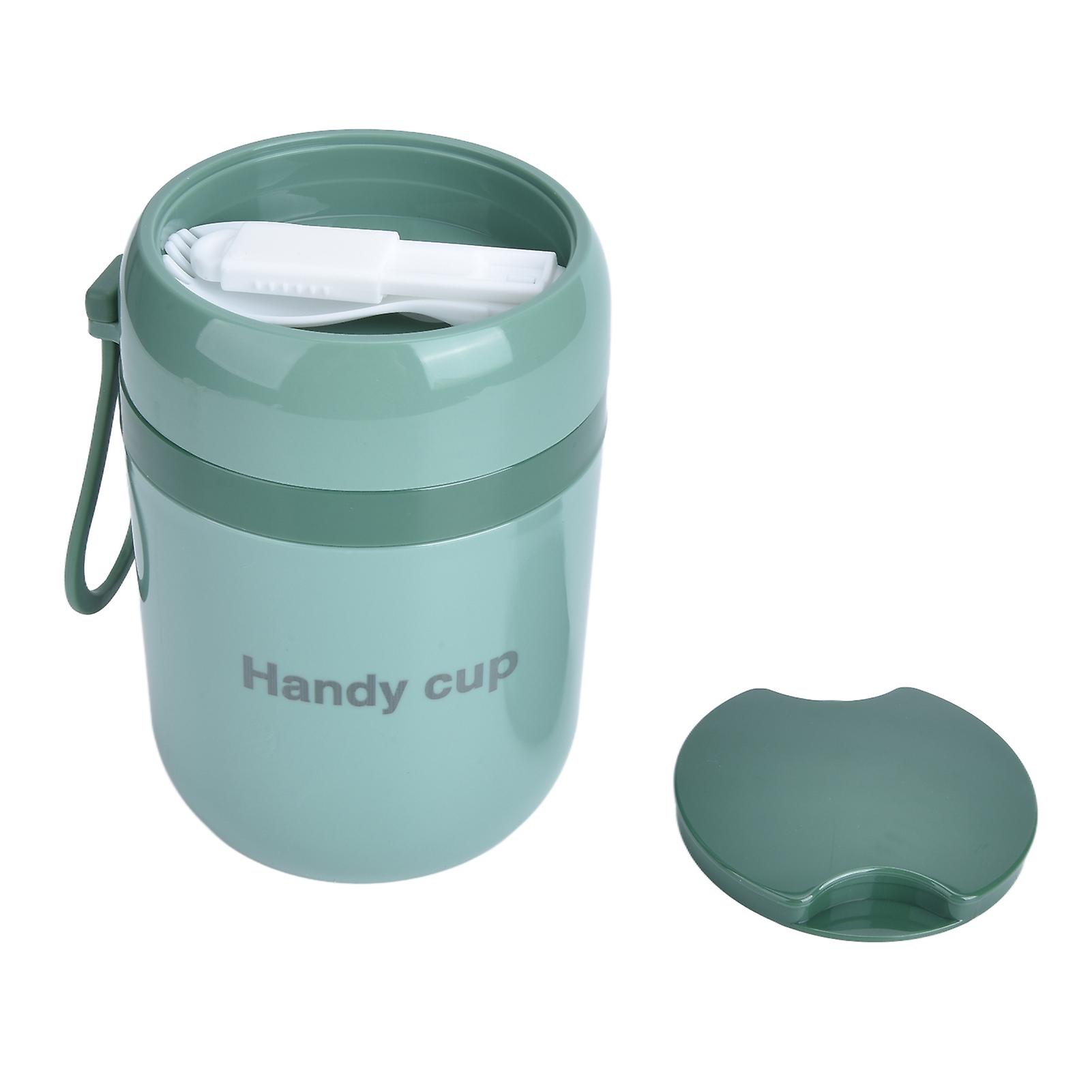 Insulated Soup Containers 500ml Double Anti Scald Heatable Insulated Food Container with Foldable Spoon for Office SchoolNordic Green