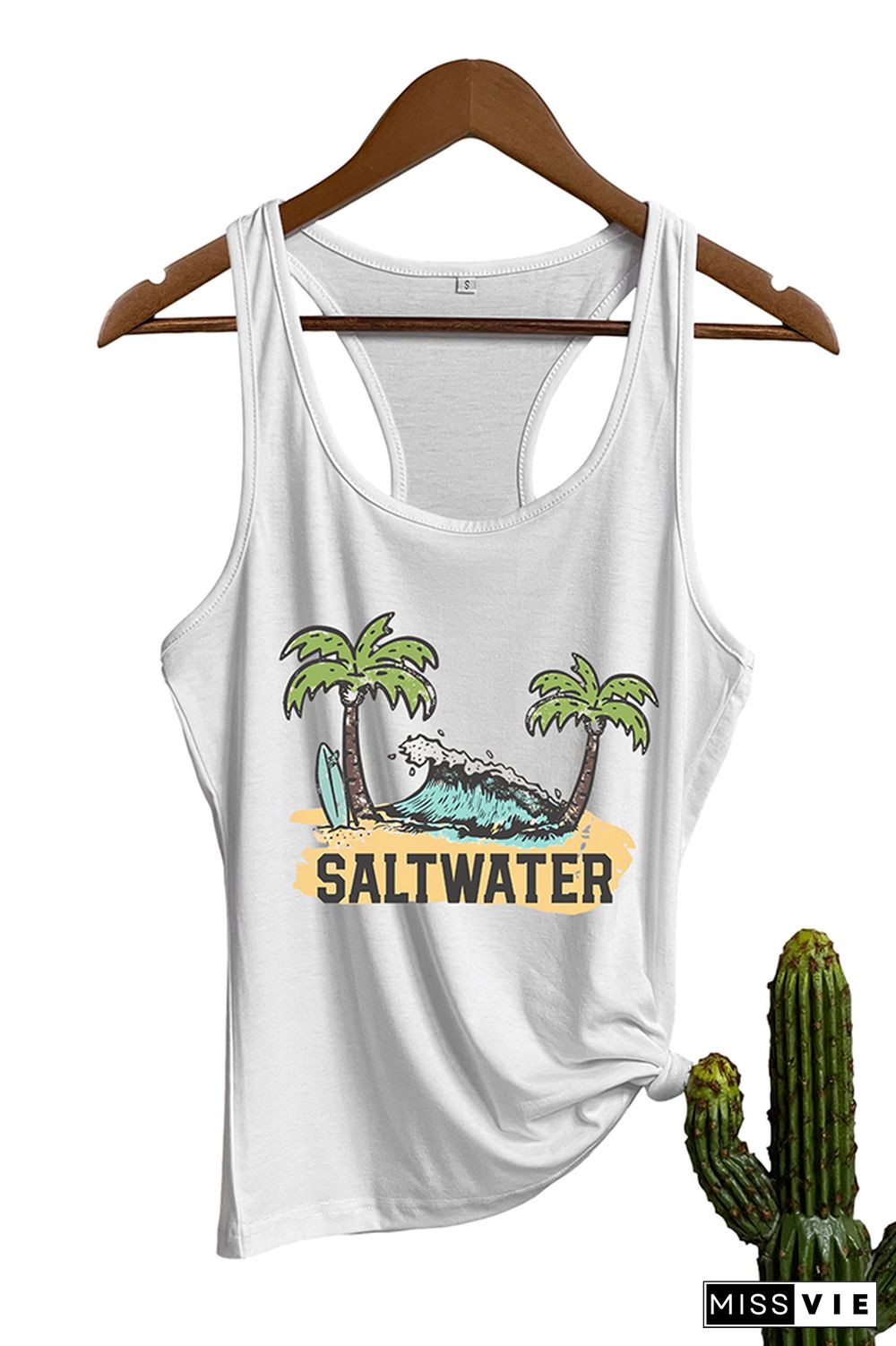 Salt Water Heals Everything Print Sleeveless Tank Top Wholesale