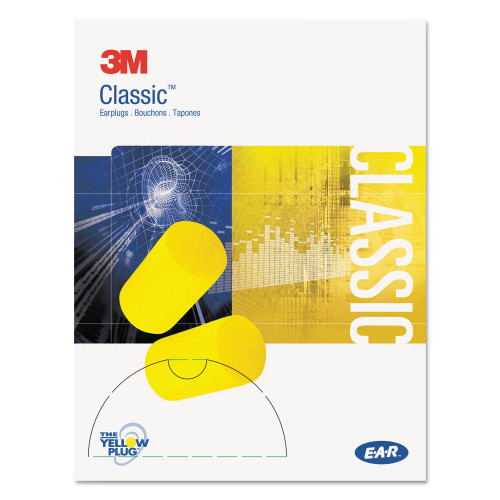 3M E-A-R Classic Small Earplugs in Pillow Paks， Cordless， PVC Foam， Yellow， 200 Pairs/Box (3101103)