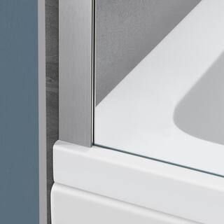 OVE Decors Annie 49.17 in. W x 57.99 in. H Pivot Frameless Tub Door in Satin Nickel 15BGP-ANNI48-SA