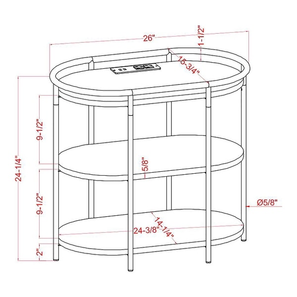 Furniture of America Moore 3-Tiered Side Table with USB Ports and Outlets