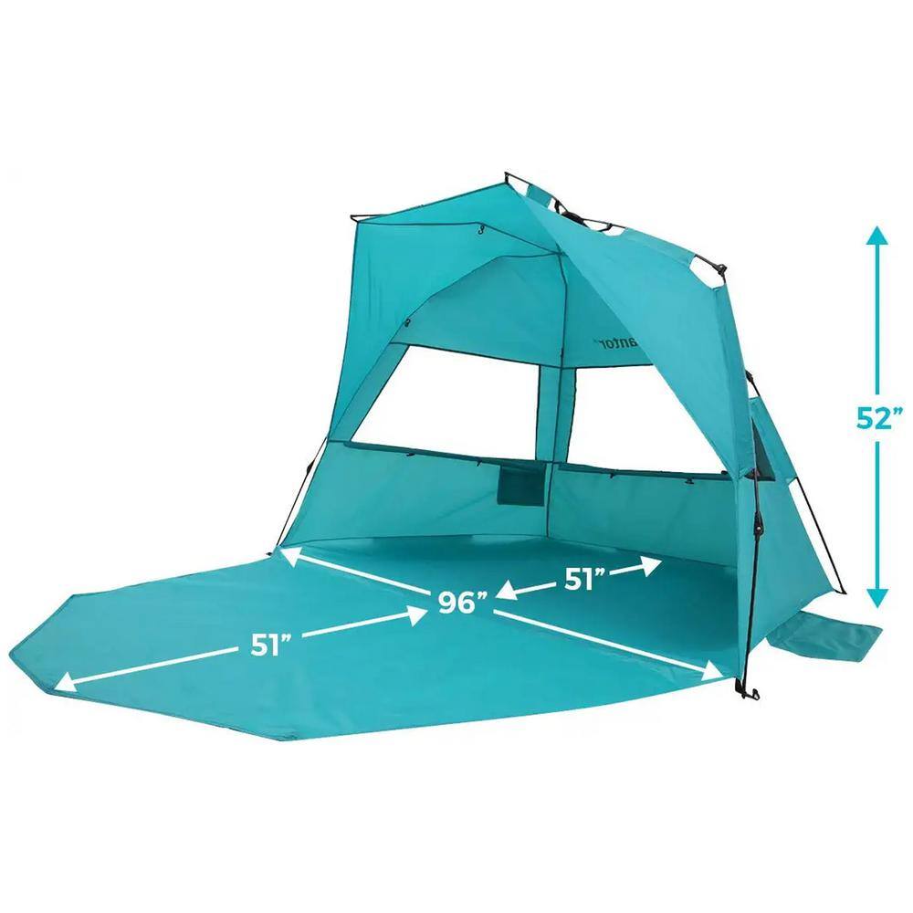 Alvantor TEAL PLUS 96 in. x 102 in. x 52 in. Instant Pop Up Portable Beach Tent Outdoor Sun Shelter Cabana UPF 50+ Carry Bag 7011