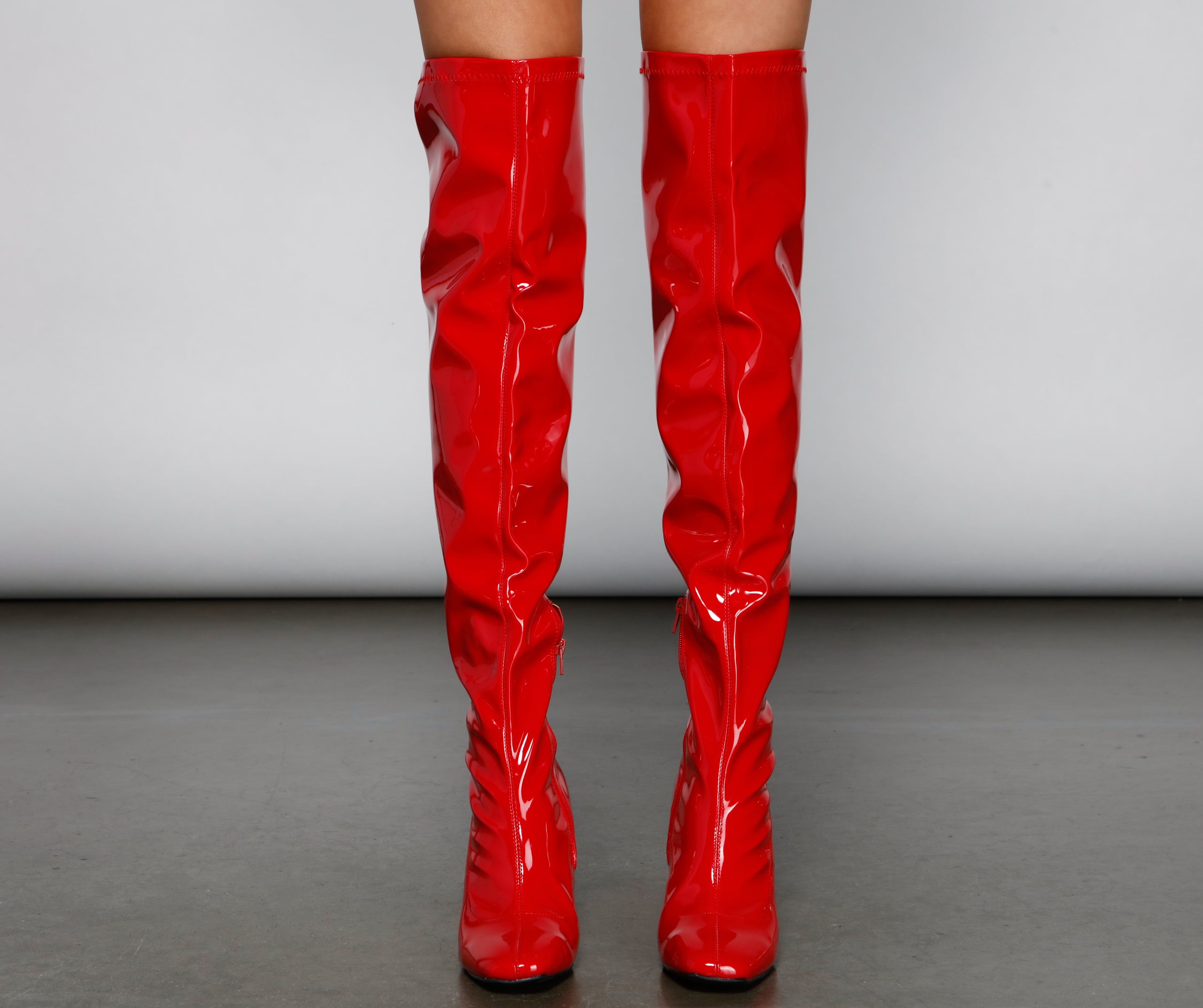 So Seductive Patent Leather Thigh-High Boots