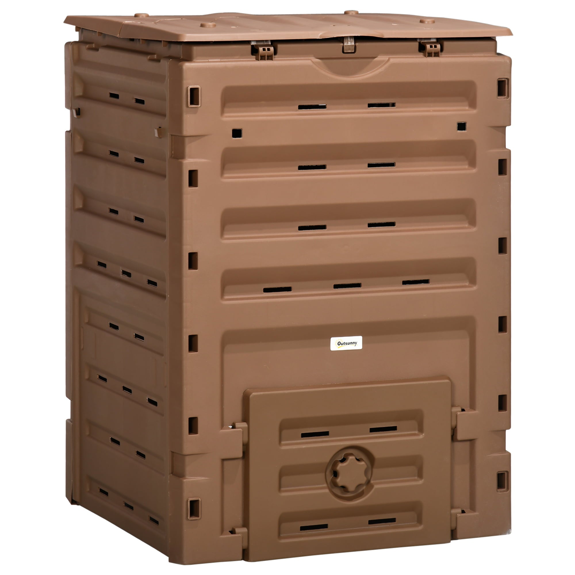 Outsunny 120 Gallon Compost Bin, Large Composter with 80 Vents, Brown