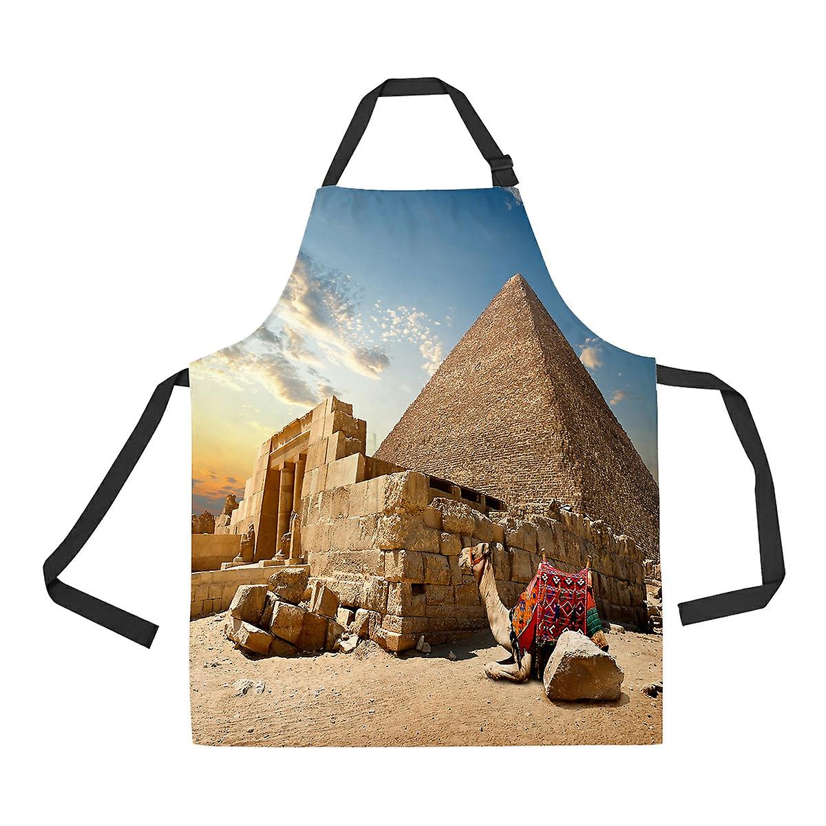 Camel Rests Near Ruins Entrance To Pyramid Apron Home Kitchen Apron With Pockets