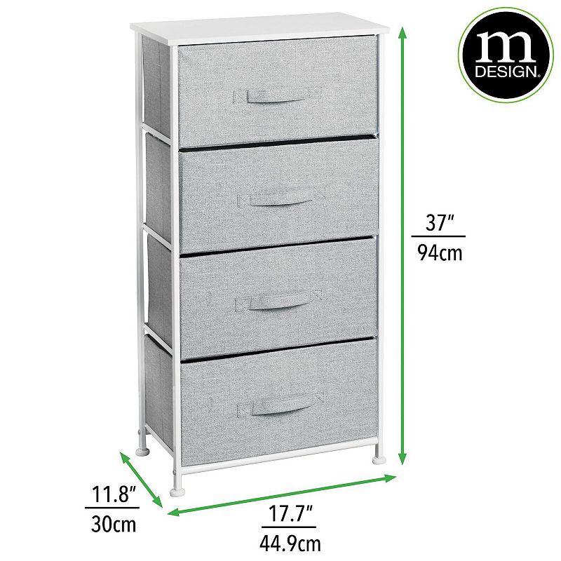 mDesign Tall Dresser Storage Tower Stand with 4 Removable Fabric Drawers