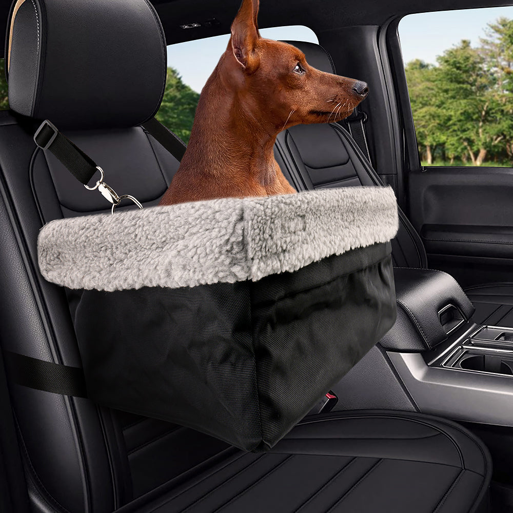 Dog Booster Car Seat， Fits Pets up to 15lbs， with Metal Frame Encasing