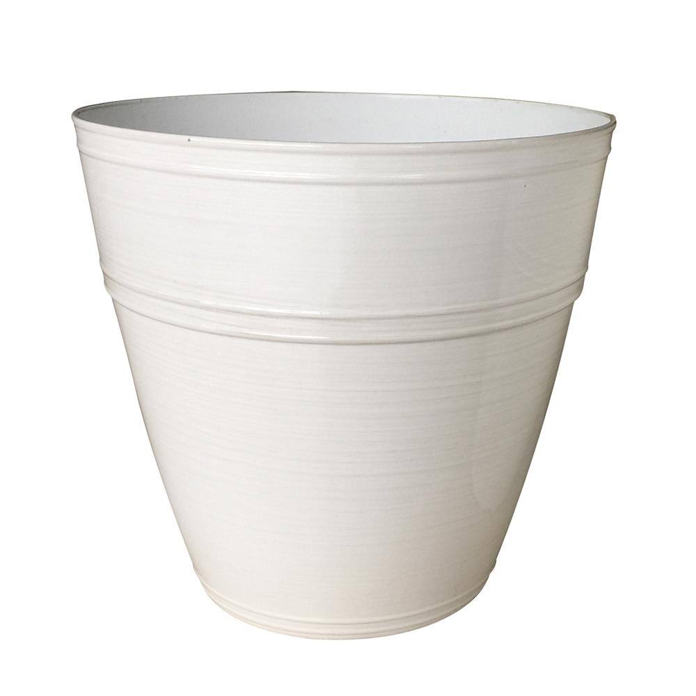 Southern Patio Rosemary Medium 12.1 in. x 10.9 in. 9 qt. Chalk High-Density Resin IndoorOutdoor Planter Fits 12 in. Drop N'Bloom HDR-052784