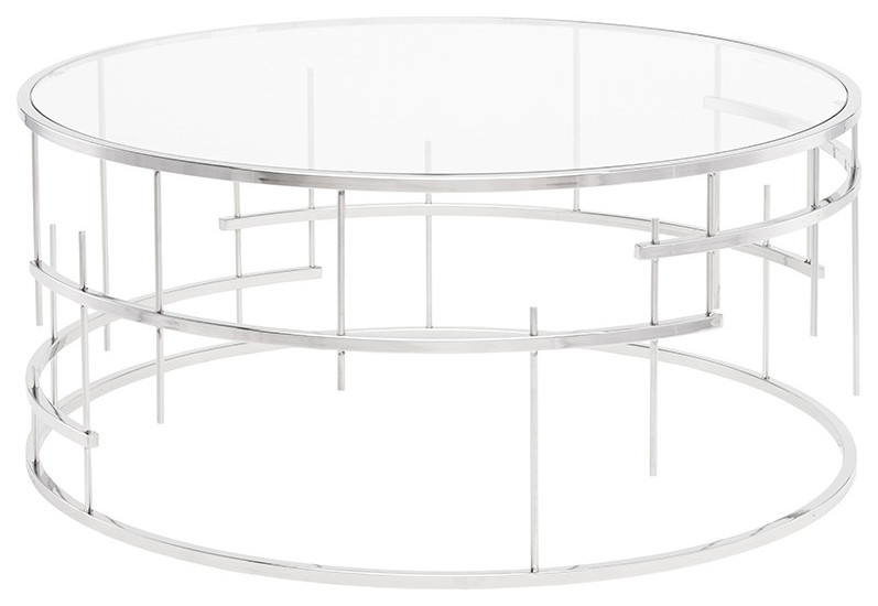 Benito Coffee Table Polished Stainless Base   Contemporary   Coffee Tables   by Rustic Home Furniture Deco  Houzz