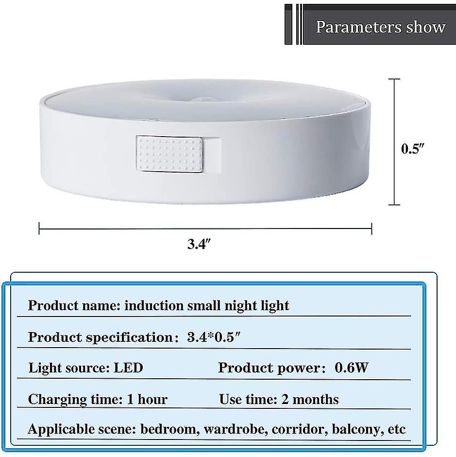 3 Pack Led Wireless Night Light Human Body Induction Mode Lighting Lamp Usb Charging