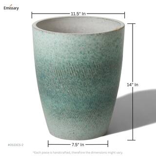 Emissary Bullet 11.5 in. D x 14 in. H Coastal Splash Ceramic Round Planter with Drainage Hole 0533CS-2