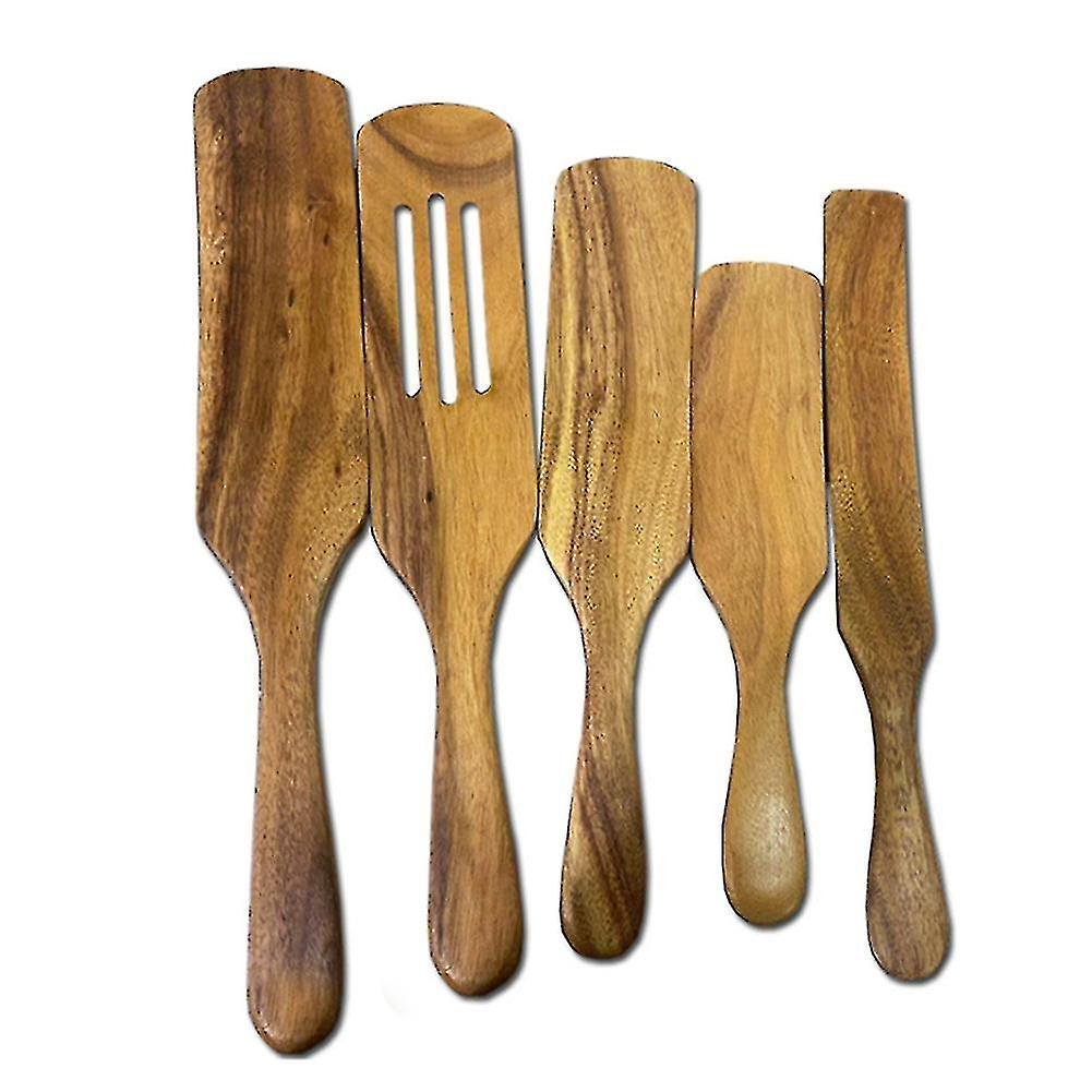 2023-5 Pcs Wooden Spurtles Set，natural Teak Kitchen Utensils Set， Nonstick Cooking Set For Stirring，